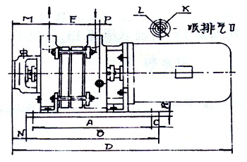 2SK-0.4、2SK-0.8兩級不環(huán)真空泵外形及安裝尺寸